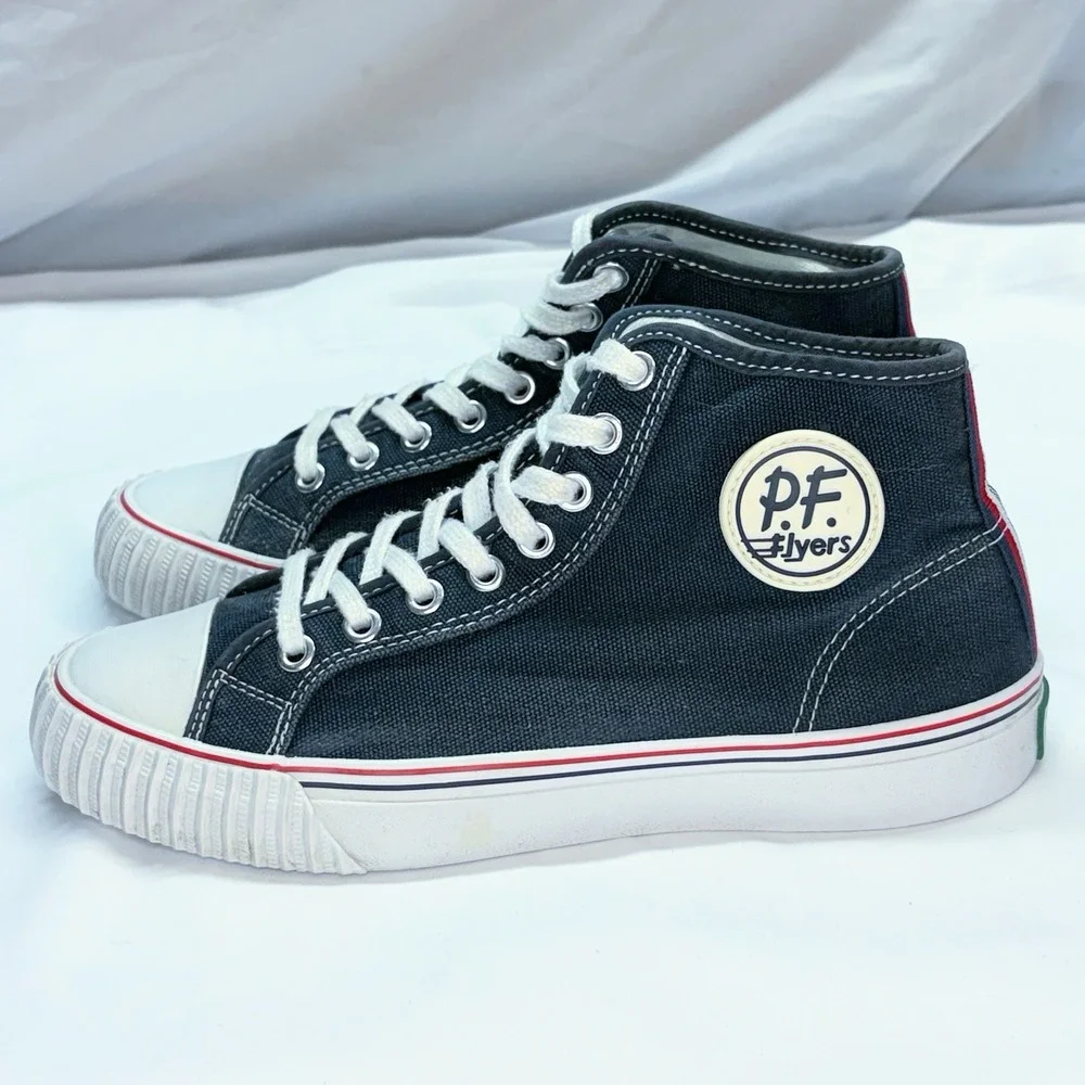 PF Flyers Center Hi Navy White Canvas High Top Sneakers Mens 6 Womens 7.5 Shoes